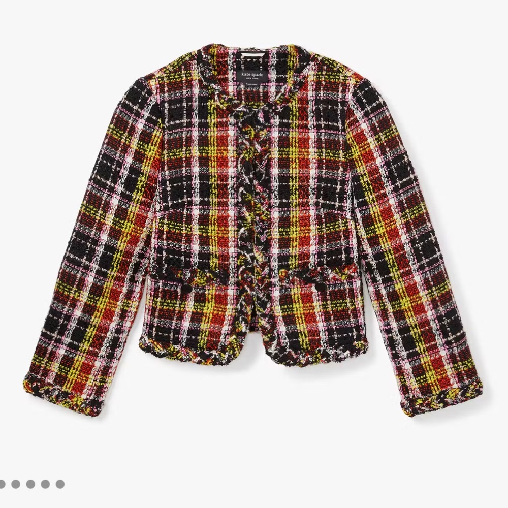 kate spade Multicolor Tweed Plaid Cropped Blazer